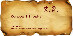 Korpos Piroska névjegykártya
